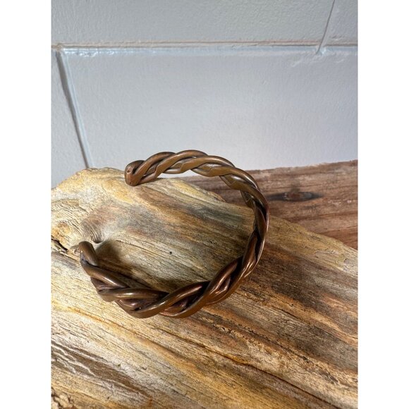 Solid Copper Cuff Bracelet Braided Twisted Rope Heavy Thick - Picture 2 of 8